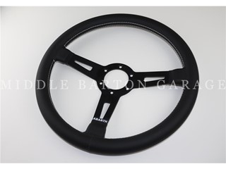 ABARTH LEATHER S/WHEEL BLACK SPOKES